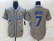 Wholesale Cheap Men's Los Angeles Dodgers #7 Julio Urias Grey With Patch Cool Base Stitched Baseball Jersey