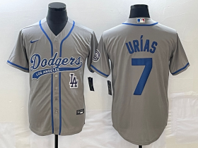 Wholesale Cheap Men\'s Los Angeles Dodgers #7 Julio Urias Grey With Patch Cool Base Stitched Baseball Jersey