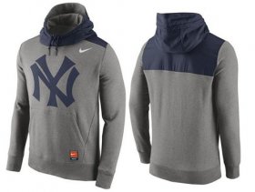 Wholesale Cheap Men\'s New York Yankees Nike Gray Cooperstown Collection Hybrid Pullover Hoodie_1