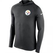 Wholesale Cheap Men's Pittsburgh Steelers Nike Charcoal Stadium Touch Hooded Performance Long Sleeve T-Shirt