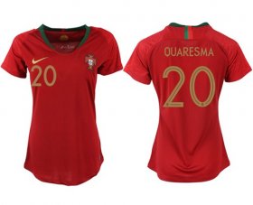 Wholesale Cheap Women\'s Portugal #20 Quaresma Home Soccer Country Jersey