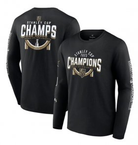 Wholesale Cheap Men\'s Vegas Golden Knights Black 2023 Stanley Cup Champions Banner Long Sleeve T-Shirt