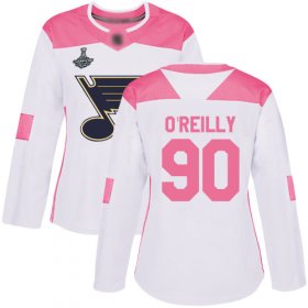 Wholesale Cheap Adidas Blues #90 Ryan O\'Reilly White/Pink Authentic Fashion Stanley Cup Champions Women\'s Stitched NHL Jersey