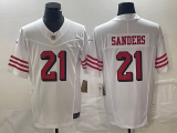 Wholesale Cheap Men's San Francisco 49ers #21 Deion Sanders White 2023 FUSE Color Rush Vapor Untouchable Limited Jersey