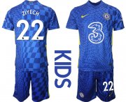 Wholesale Cheap Youth 2021-2022 Club Chelsea FC home blue 22 Nike Soccer Jersey