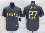 Wholesale Men's Los Angeles Angels #27 Mike Trout Grey 2022 All Star Stitched Cool Base Nike Jersey