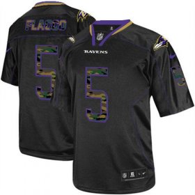 Wholesale Cheap Nike Ravens #5 Joe Flacco Black Men\'s Stitched NFL Elite Camo Fashion Jersey
