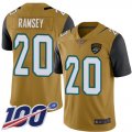 Wholesale Cheap Nike Jaguars #20 Jalen Ramsey Gold Men's Stitched NFL Limited Rush 100th Season Jersey