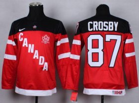 Wholesale Cheap Team Canada #87 Sidney Crosby Red 100th Anniversary Stitched Youth NHL Jersey