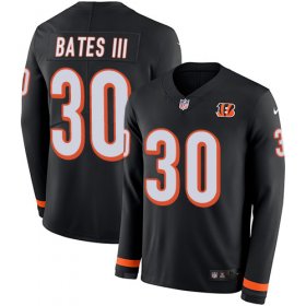Wholesale Cheap Nike Bengals #30 Jessie Bates III Black Team Color Men\'s Stitched NFL Limited Therma Long Sleeve Jersey