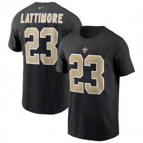 Wholesale Cheap New Orleans Saints #23 Marshon Lattimore Nike Team Player Name & Number T-Shirt Black