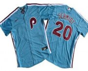 Cheap Men's Philadelphia Phillies #20 Mike Schmidt Light Blue Cool Base Jersey