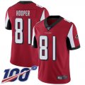 Wholesale Cheap Nike Falcons #81 Austin Hooper Red Team Color Men's Stitched NFL 100th Season Vapor Limited Jersey