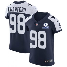 Wholesale Cheap Nike Cowboys #98 Tyrone Crawford Navy Blue Thanksgiving Men\'s Stitched With Established In 1960 Patch NFL Vapor Untouchable Throwback Elite Jersey