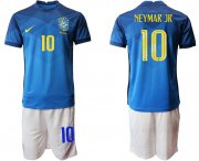 Wholesale Cheap Men 2020-2021 Season National team Brazil away blue 10 Soccer Jersey