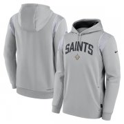 Wholesale Cheap Mens New Orleans Saints Gray Sideline Stack Performance Pullover Hoodie