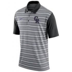 Wholesale Cheap Men\'s Colorado Rockies Nike Gray Dri-FIT Stripe Polo
