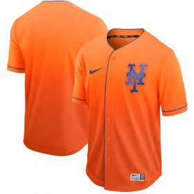 Wholesale Cheap Nike Mets Blank Orange Fade Authentic Stitched MLB Jersey