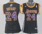 Wholesale Cheap Los Angeles Lakers #24 Kobe Bryant Black With Purple Womens Jersey