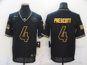 Wholesale Cheap Men's Dallas Cowboys #4 Dak Prescott Black Gold 2020 Salute To Service Stitched NFL Nike Limited Jersey