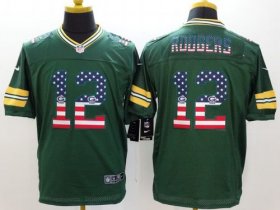 Wholesale Cheap Nike Packers #12 Aaron Rodgers Green Team Color Men\'s Stitched NFL Elite USA Flag Fashion Jersey