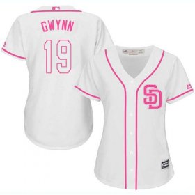 Wholesale Cheap Padres #19 Tony Gwynn White/Pink Fashion Women\'s Stitched MLB Jersey