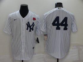 Wholesale Cheap Men\'s New York Yankees #44 Reggie Jackson White No Name Stitched Rose Nike Cool Base Throwback Jersey