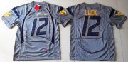 Wholesale Cheap Men's West Virginia Mountaineers #12 Oliver Luck Gray NCAA Football Nike Jersey