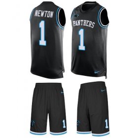 Wholesale Cheap Nike Panthers #1 Cam Newton Black Team Color Men\'s Stitched NFL Limited Tank Top Suit Jersey