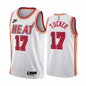 Wholesale Cheap Men\'s Miami Heat #17 P.J. Tucker White Classic Edition Stitched Basketball Jersey