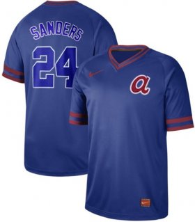 Wholesale Cheap Nike Braves #24 Deion Sanders Royal Authentic Cooperstown Collection Stitched MLB Jersey