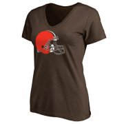 Wholesale Cheap Women's Cleveland Browns Pro Line Primary Team Logo Slim Fit T-Shirt Brown