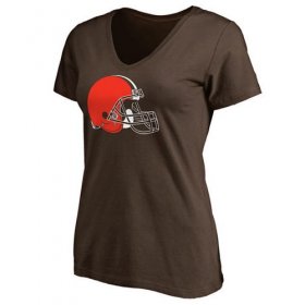 Wholesale Cheap Women\'s Cleveland Browns Pro Line Primary Team Logo Slim Fit T-Shirt Brown