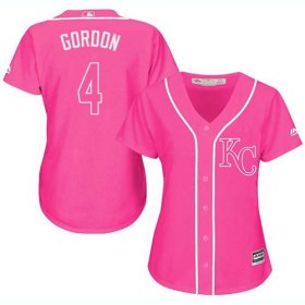 Wholesale Cheap Royals #4 Alex Gordon Pink Fashion Women\'s Stitched MLB Jersey