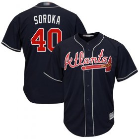 Wholesale Cheap Braves #40 Mike Soroka Navy Blue New Cool Base Stitched Youth MLB Jersey