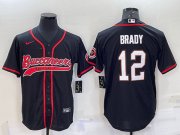 Wholesale Cheap Men's Tampa Bay Buccaneers #12 Tom Brady Black Cool Base Stitched Baseball Jersey