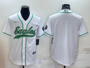 Wholesale Cheap Men's Philadelphia Eagles Blank White With Patch Cool Base Stitched Baseball Jersey
