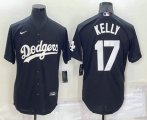 Wholesale Cheap Men's Los Angeles Dodgers #17 Joe Kelly Black Turn Back The Clock Stitched Cool Base Jersey