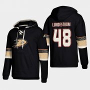 Wholesale Cheap Anaheim Ducks #48 Isac Lundestrom Black adidas Lace-Up Pullover Hoodie
