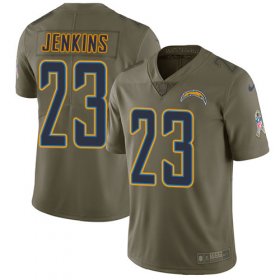 Wholesale Cheap Nike Chargers #23 Rayshawn Jenkins Olive Men\'s Stitched NFL Limited 2017 Salute To Service Jersey
