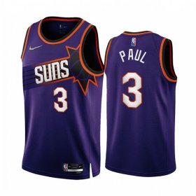 Wholesale Cheap Men\'s Phoenix Suns #3 Chris Paul 2022-23 Purple 75th Anniversary Icon Edition Stitched Jersey