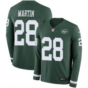 Wholesale Cheap Nike Jets #28 Curtis Martin Green Team Color Men's Stitched NFL Limited Therma Long Sleeve Jersey
