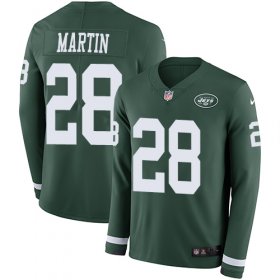 Wholesale Cheap Nike Jets #28 Curtis Martin Green Team Color Men\'s Stitched NFL Limited Therma Long Sleeve Jersey