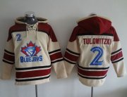 Wholesale Cheap Blue Jays #2 Troy Tulowitzki Cream Sawyer Hooded Sweatshirt MLB Hoodie