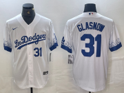 Cheap Men's Los Angeles Dodgers #31 Tyler Glasnow Number White 2021 City Connect Cool Base Stitched Jersey