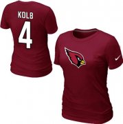 Wholesale Cheap Women's Nike Arizona Cardinals #4 Kevin Kolb Name & Number T-Shirt Red