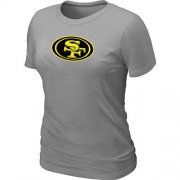 Wholesale Cheap Women's San Francisco 49ers Neon Logo Charcoal T-Shirt Light Grey