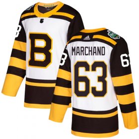 Wholesale Cheap Adidas Bruins #63 Brad Marchand White Authentic 2019 Winter Classic Youth Stitched NHL Jersey