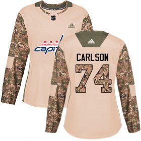 Wholesale Cheap Adidas Capitals #74 John Carlson Camo Authentic 2017 Veterans Day Women\'s Stitched NHL Jersey