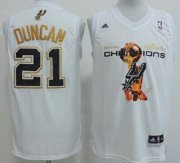 Wholesale Cheap San Antonio Spurs #21 Tim Duncan Revolution 30 Swingman 2014 Champions White Jersey